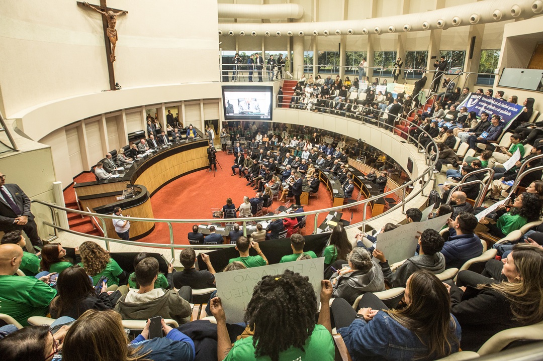 Audiência Pública sobre o Universidade Gratuita e o Fumdesc na Alesc (Foto: Jeferson Baldo/Agência AL)