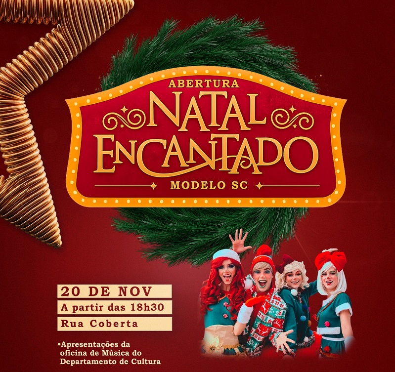 Abertura do Natal Encantado de Modelo acontece no próximo dia 20 com acendimento das luzes